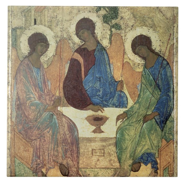 Die Heilige Dreifaltigkeit, 1420s (Tempera auf Fliese (Vorderseite)
