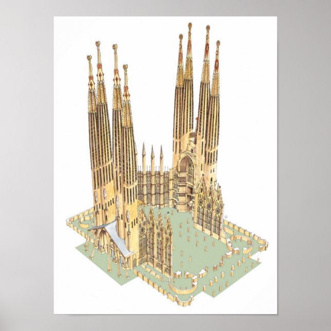 Die heilige Familie Antonio Gaudi. Barcelona Spani Poster (Vorne)
