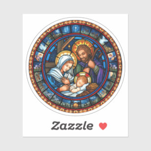 Die Heilige Familie Buntglas-Stil Vinyl Aufkleber