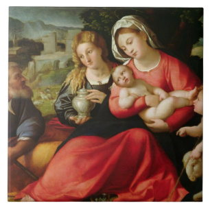 Die heilige Familie, c.1508-12 (Öl auf Leinwand) Fliese