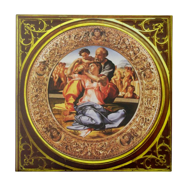 Die heilige Familie. Der Doni Tondo Fliese (Vorderseite)