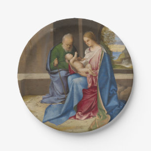 Die heilige Familie durch Giorgione Pappteller