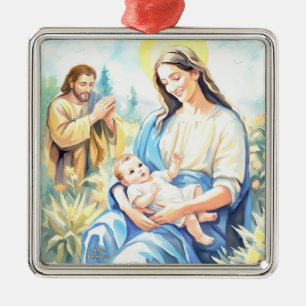 Die Heilige Familie - Geburt Ornament Aus Metall