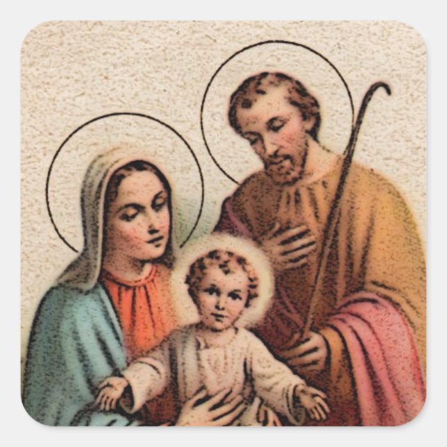 Die heilige Familie - Jesus, Maria und Joseph Quadratischer Aufkleber (Vorderseite)