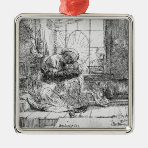 Die heilige Familie mit einer Katze, 1654 Ornament Aus Metall