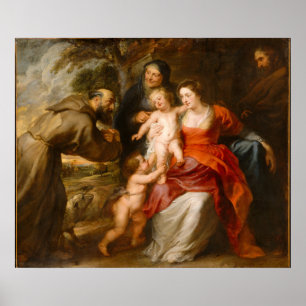 Die heilige Familie mit Heiligen Poster