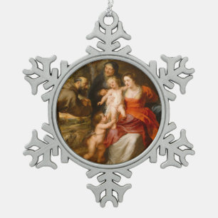 Die heilige Familie mit Heiligen Schneeflocken Zinn-Ornament