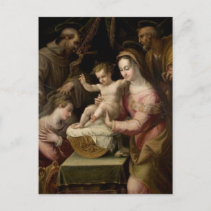 Die Heilige Familie mit Heiligen von Lavinia Fonta Postkarte