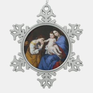 Die heilige Familie mit Heiliger Anne und Schneeflocken Zinn-Ornament