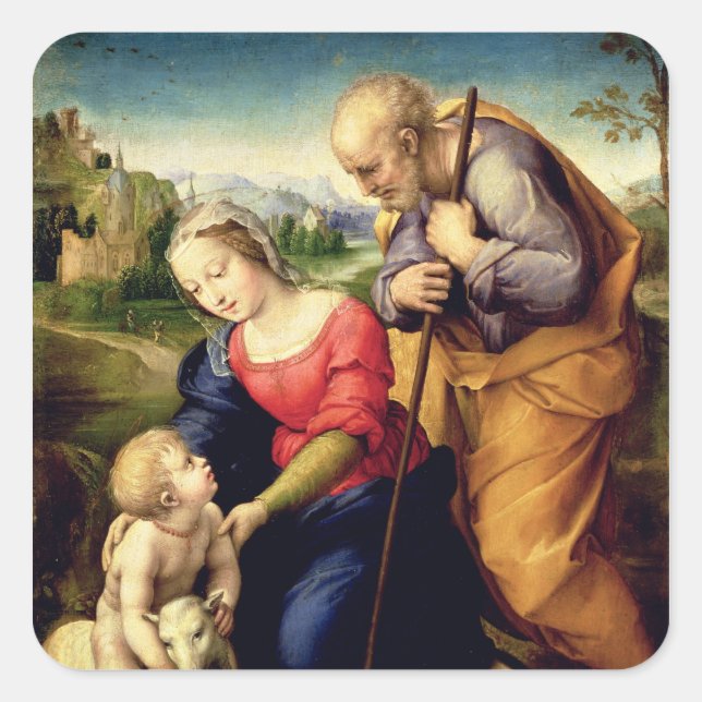 Die heilige Familie mit Lamm, 1507 Quadratischer Aufkleber (Vorderseite)