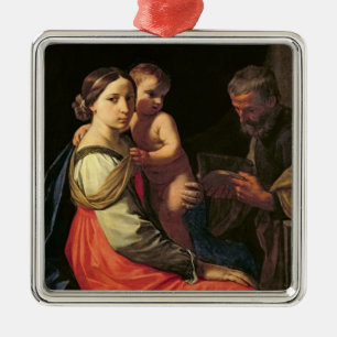 Die heilige Familie (Öl auf Leinwand) 2 Silbernes Ornament