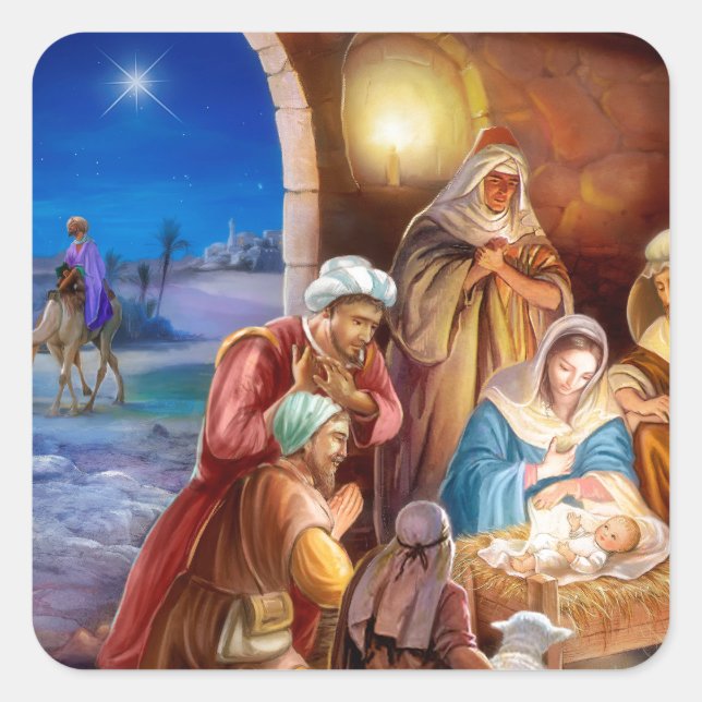 Die heilige Familie Quadratischer Aufkleber (Vorderseite)