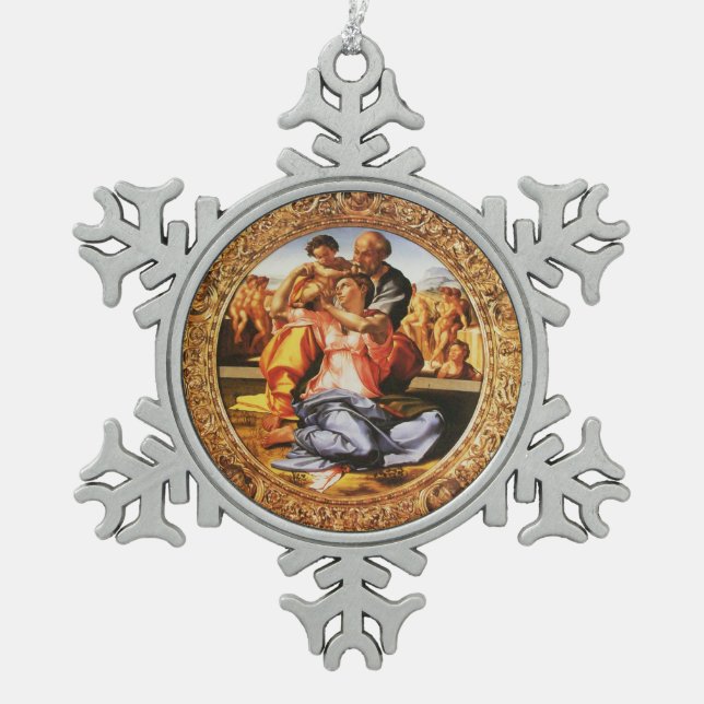Die heilige Familie Schneeflocken Zinn-Ornament (Vorderseite)