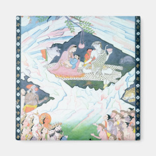 Die heilige Familie Shiva und Parvati Magnet