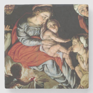 Die heilige Familie um ein Feuer, c.1532-33 Steinuntersetzer