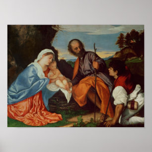 Die Heilige Familie und ein Hirte, c.1510 Poster