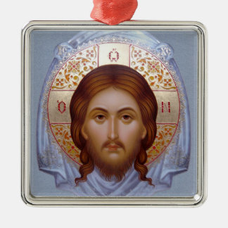 Die HEILIGE MANDYLION Ikonen-Verzierung Silbernes Ornament