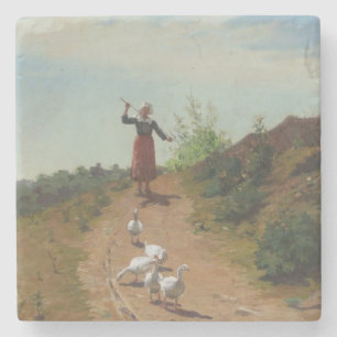 Die Heimkehr der Gänseherde (von Paul Peel) Steinuntersetzer