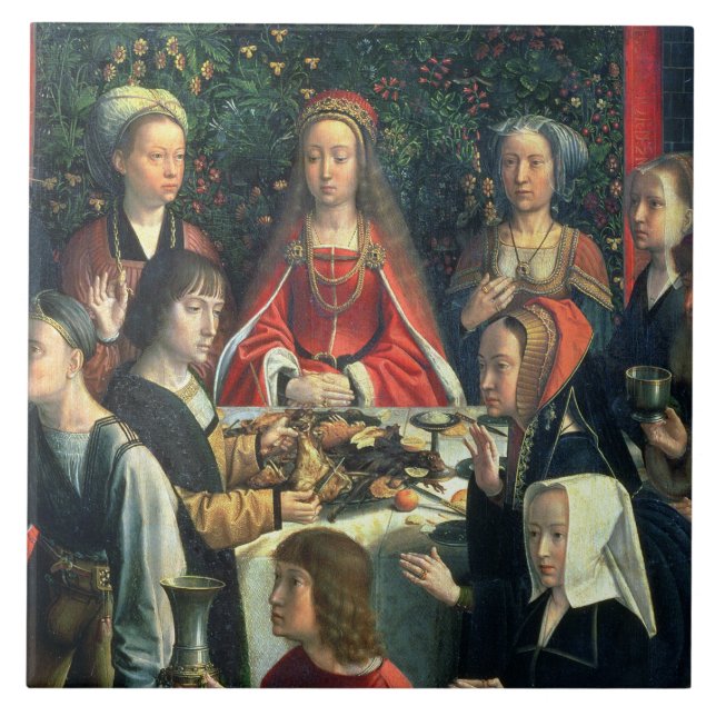Die Heirat bei Cana, Detail der Braut und des surr Fliese (Vorderseite)