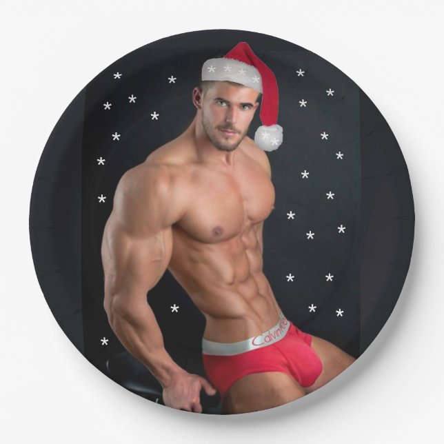 Die heißesten Hunks auf dem Planeten! Buff Santa Pappteller (Vorderseite)