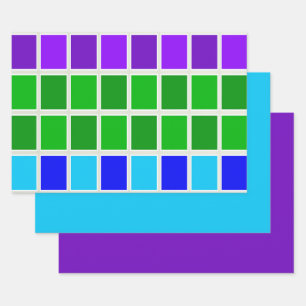 Die hellen und dunklen Pfauenfarbquadrate Geschenkpapier Set