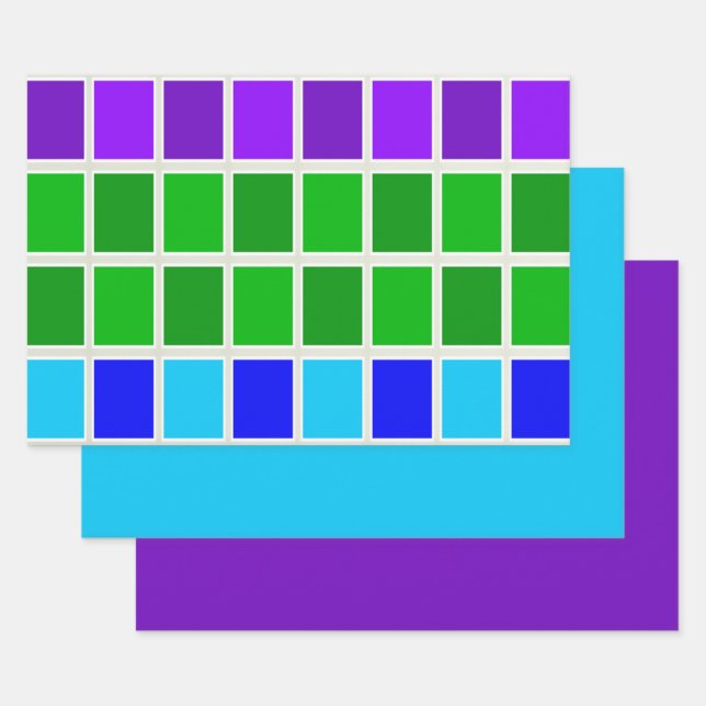 Die hellen und dunklen Pfauenfarbquadrate Geschenkpapier Set (Set)