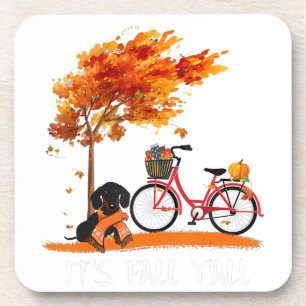 Die Herbst-Dackel-Bike Pumpkin Gewürz Fall Au Getränkeuntersetzer