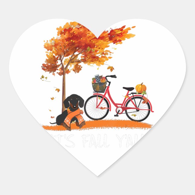 Die Herbst-Dackel-Bike Pumpkin Gewürz Fall Au Herz-Aufkleber (Vorderseite)