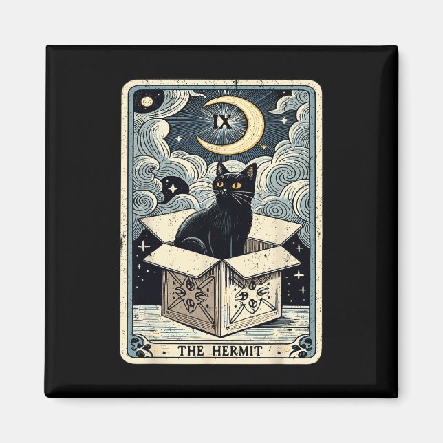 Die Hermit Tarot Card Katze in Box Mystic Funny Ca Magnet (Vorne)