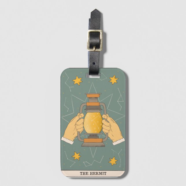 Die Hermit Tarot-Karte ist ein modernes Design der Gepäckanhänger (Vorderseite Vertikal)