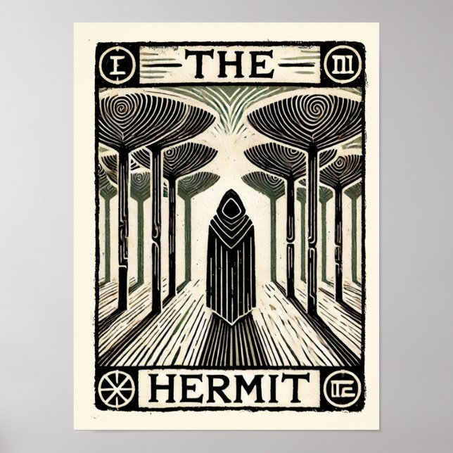 Die Hermit-Tarot-Karte Poster (Vorne)