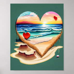 Die Herzen am Strand Poster