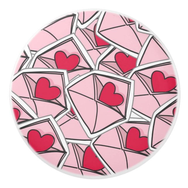 Die Herzen des Valentinsgrußes auf Umschlägen Keramikknauf (Vorderseite)