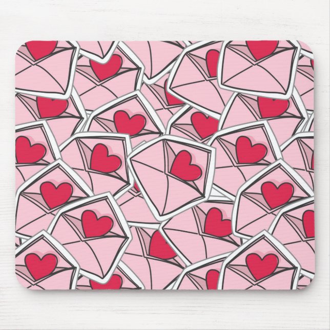 Die Herzen des Valentinsgrußes auf Umschlägen Mousepad (Vorne)