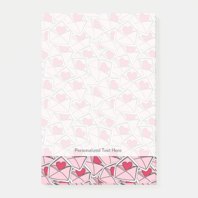 Die Herzen des Valentinsgrußes auf Umschlägen Post-it Klebezettel (Vorderseite)