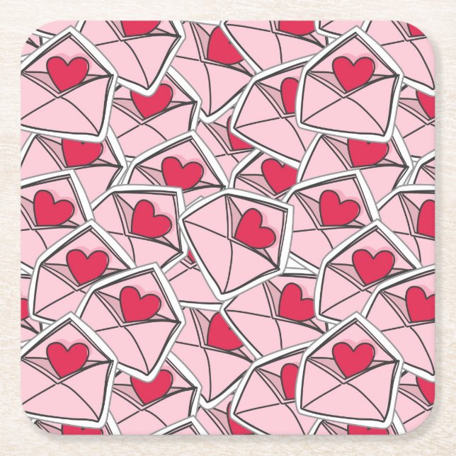 Die Herzen des Valentinsgrußes auf Umschlägen Rechteckiger Pappuntersetzer (Vorderseite)