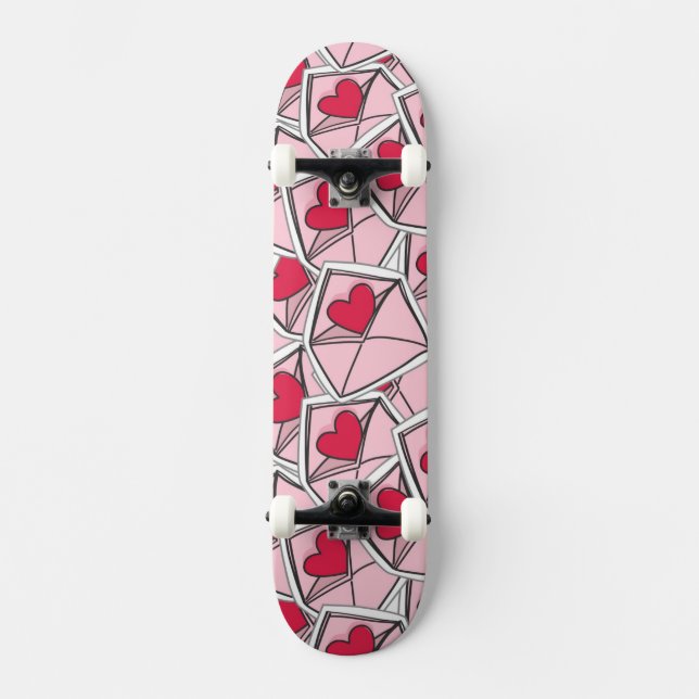 Die Herzen des Valentinsgrußes auf Umschlägen Skateboard (Vorderseite)