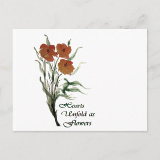 Die Herzen entfalten sich als Blume Postkarte