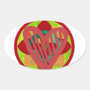 Die Herzen gehen Zuhause für Valentine. Ovaler Aufkleber