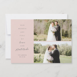 Die Herzen sind drei Foto Blush Gray Wedding Dankeskarte