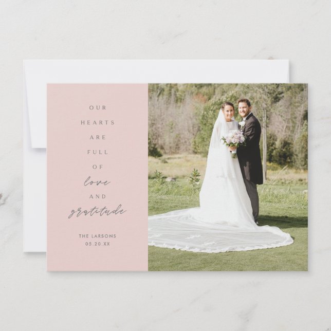 Die Herzen sind vollmundige Hochzeit mit zwei Foto Dankeskarte (Vorderseite)