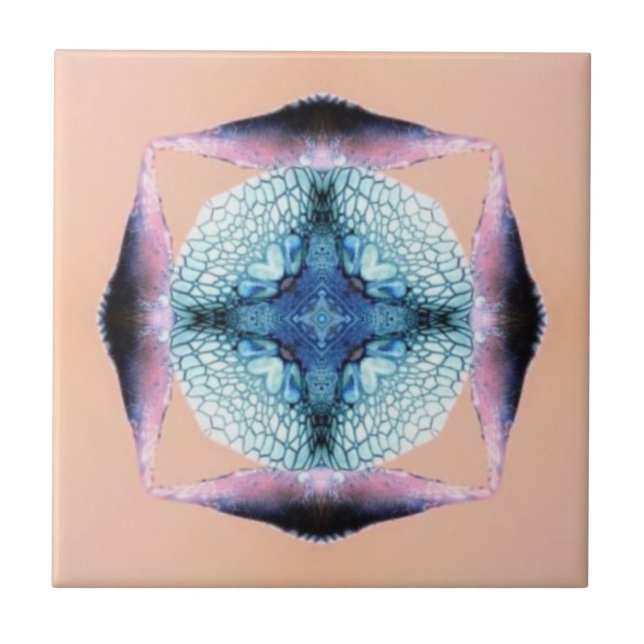 Die Herzen von Blau und Lachs Fliese (Vorderseite)