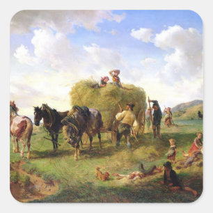 Die Heu-Ernte, 1869 Quadratischer Aufkleber