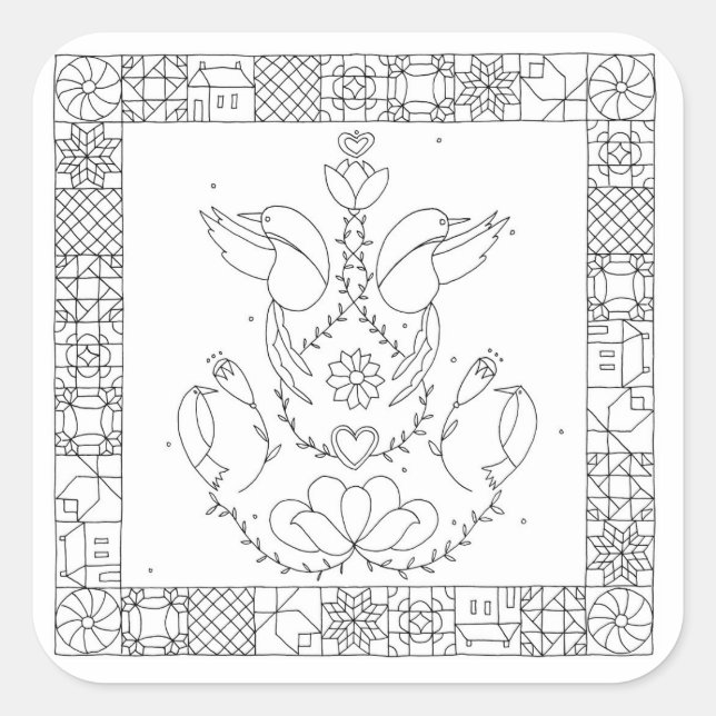 Die Heuschrecke - Sarah Fielke BOM 2018 Quadratischer Aufkleber (Vorderseite)