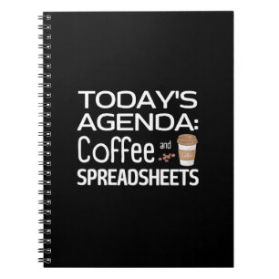 Die heutige Agenda: Kaffee und Tabellenkalkulation Notizblock