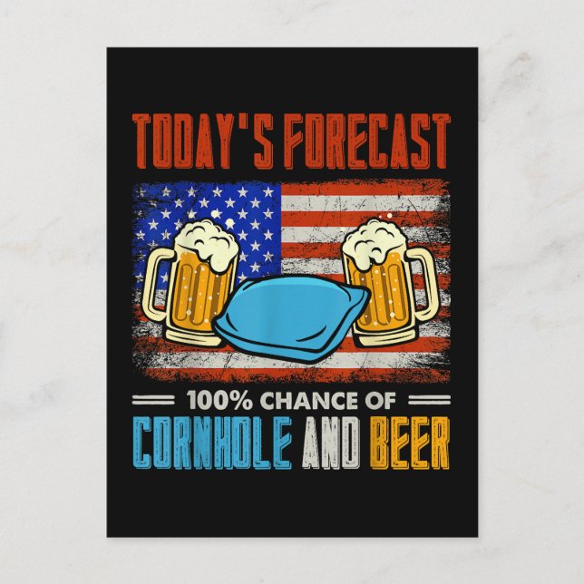 Die heutige Prognose für Cornhole and Bier Postkarte (Vorderseite)