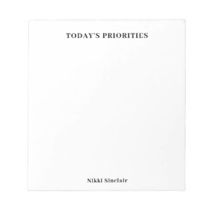 Die heutigen Prioritäten Schwarz/Weiß Notizblock