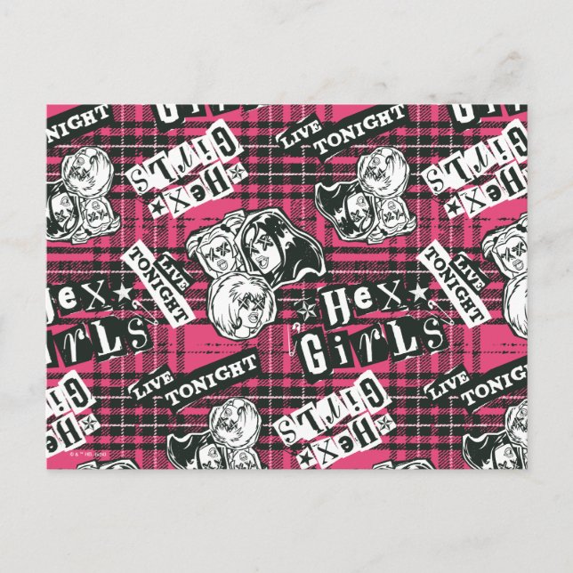 Die Hex Girls punk Kariertes Muster Postkarte (Vorderseite)