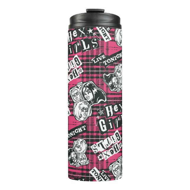 Die Hex Girls punk Kariertes Muster Thermosbecher (Vorderseite)