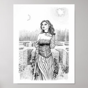 Die Hexe des Liebhabers im Garten Poster